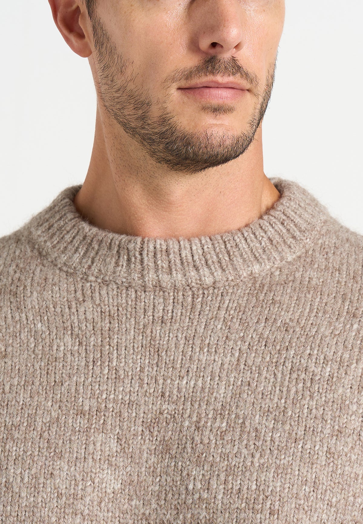 KW001 - Brushed Wool Knit Signature Jumper - Beige