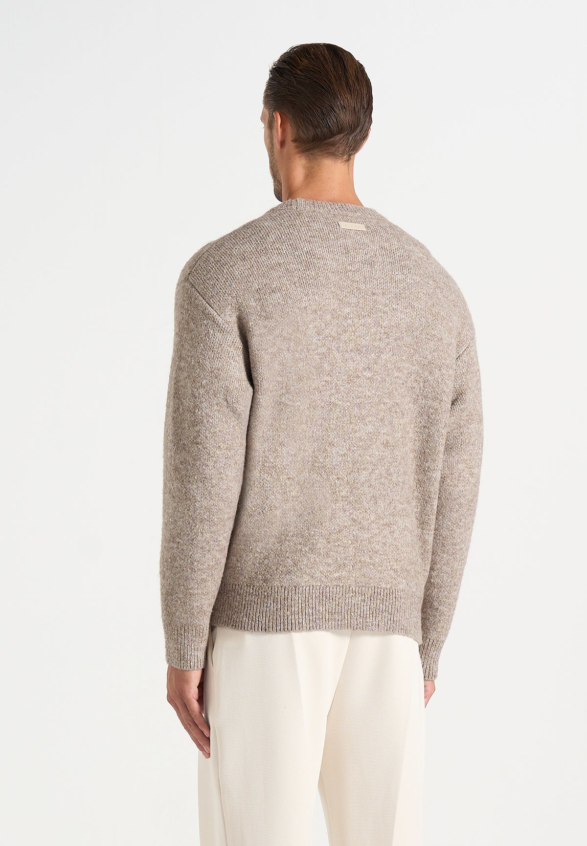 Theo - Asymmetric Brushed Wool-Blend Knit Jumper - Taupe