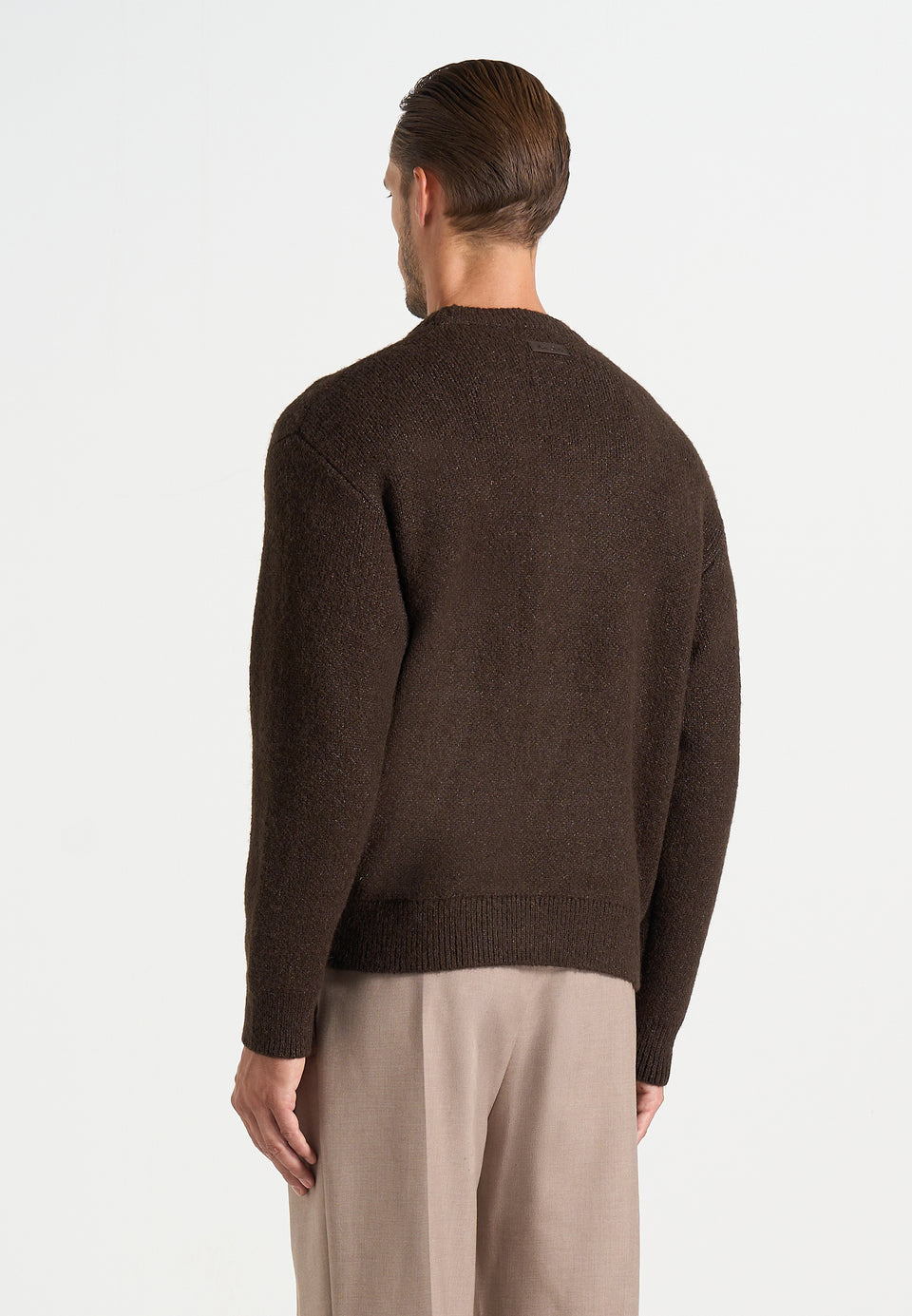 Theo - Asymmetric Brushed Wool-Blend Knit Jumper - Brown
