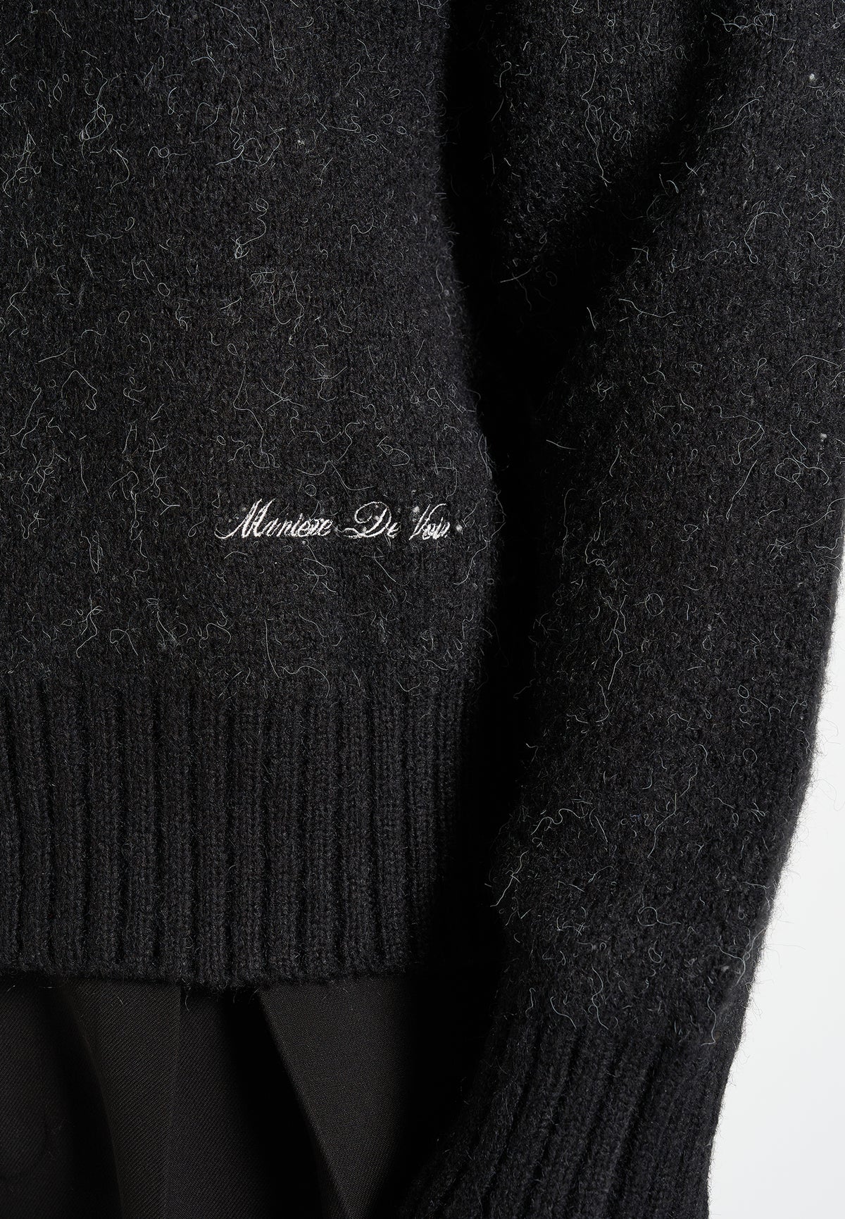 Kamil - Art Slogan Speckled Brushed Wool Knit Jumper - Black