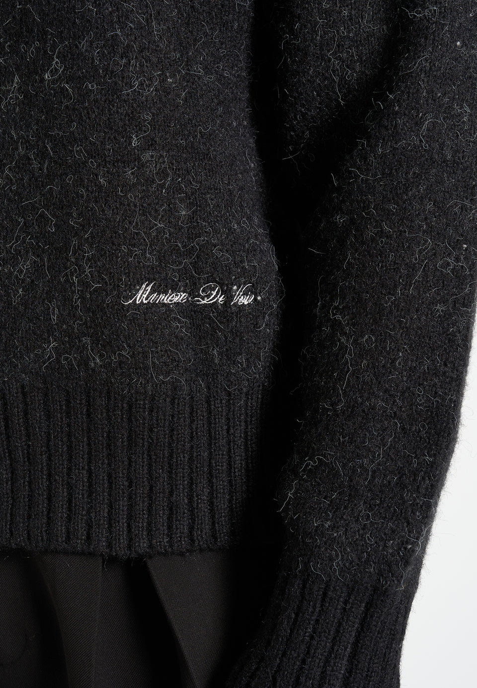 Kamil - Art Slogan Speckled Brushed Wool Knit Jumper - Black