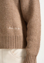 Kamil - Art Slogan Speckled Brushed Wool Knit Jumper - Beige