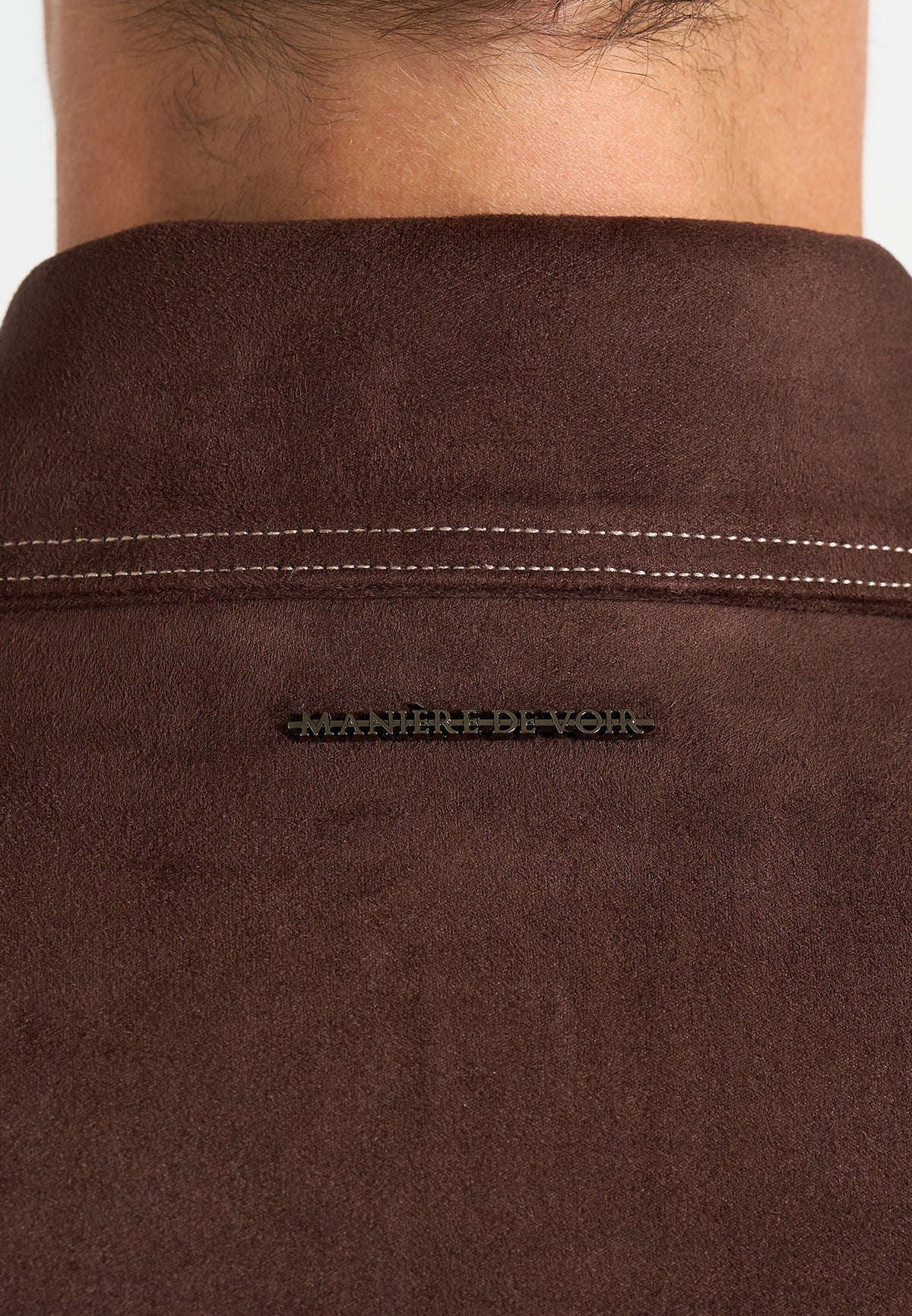 Vince - Suede Contrast Stitch Jacket - Brown