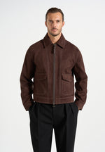 Vince - Suede Contrast Stitch Jacket - Brown