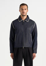 Alex - Whipstitch Boxy Denim Jacket - Indigo