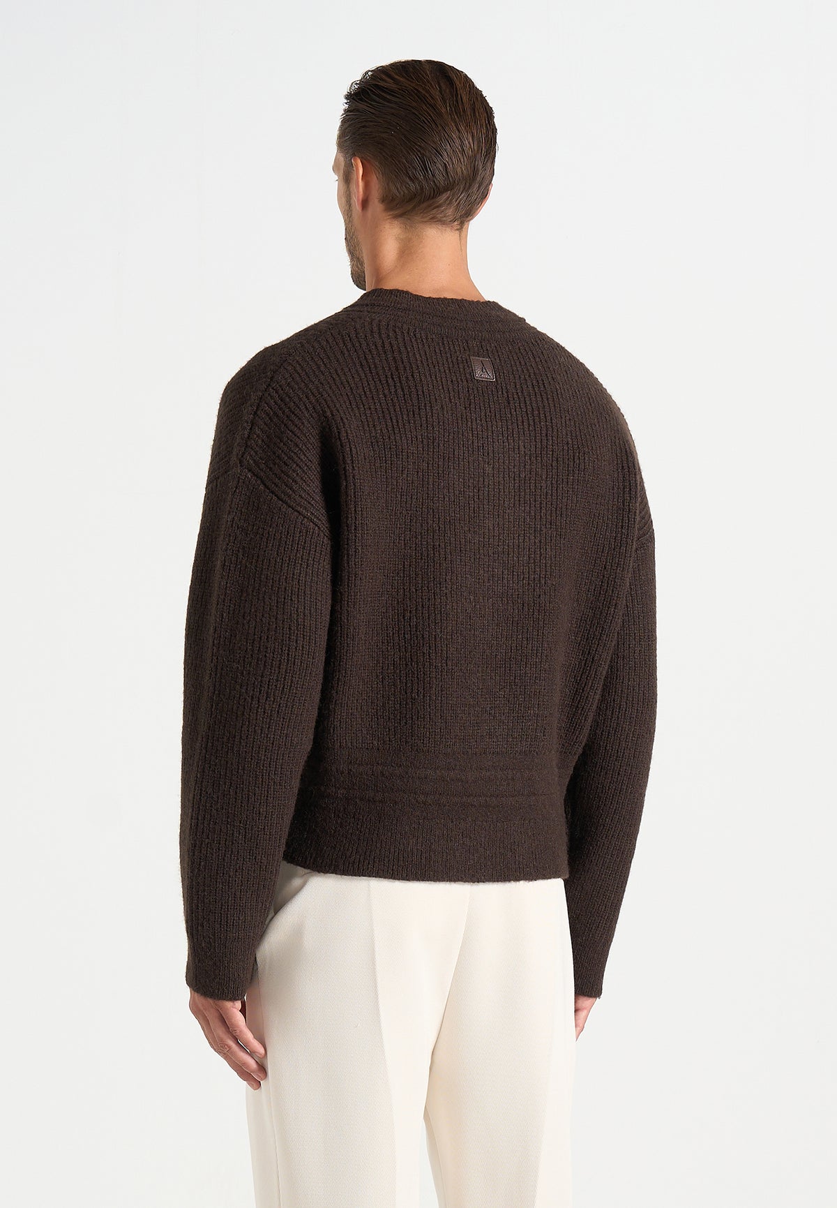 Remi - Signature Ribbed Wool-Blend V-Neck Jumper - Dark Brown