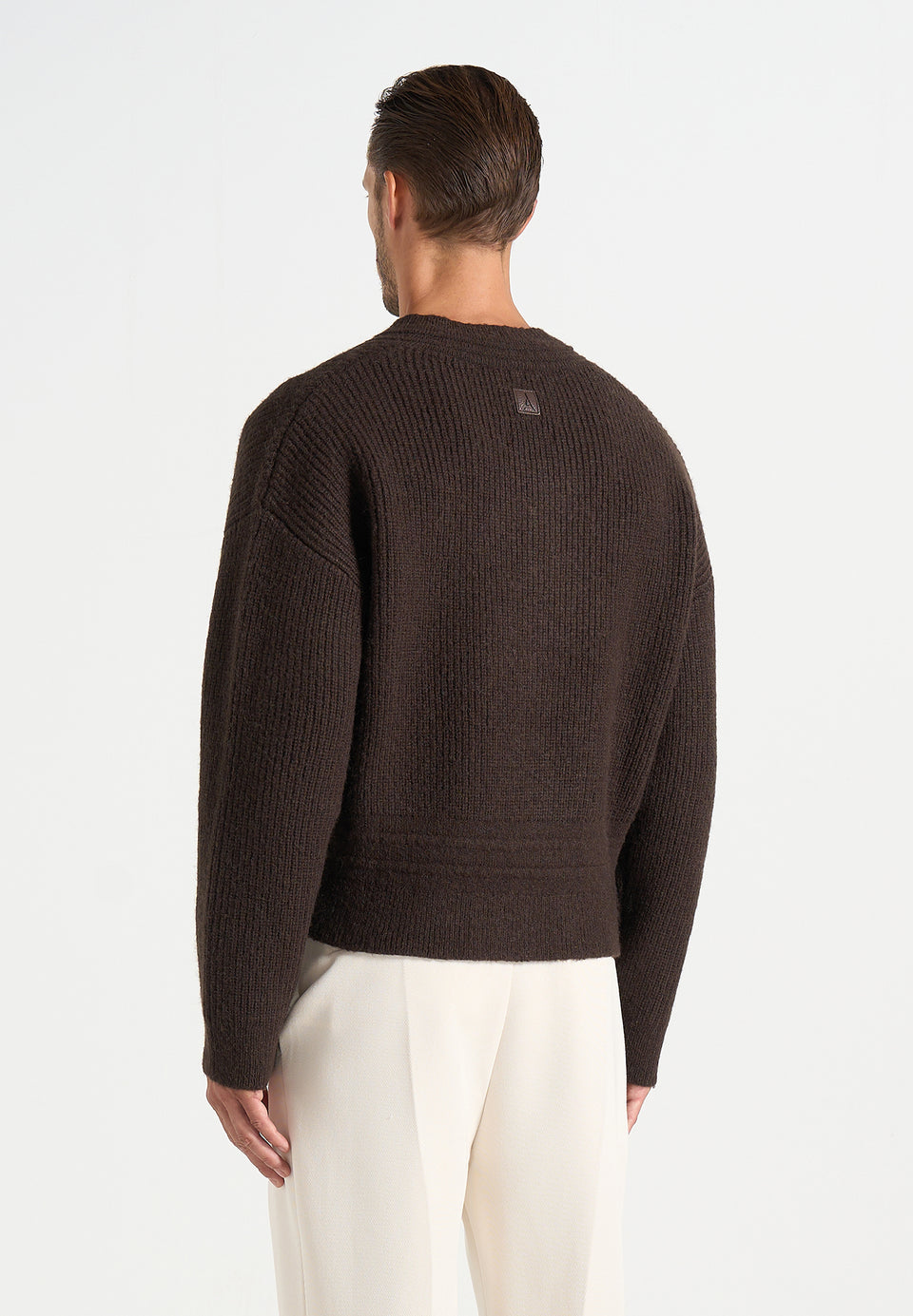 Remi - Signature Ribbed Wool-Blend V-Neck Jumper - Dark Brown