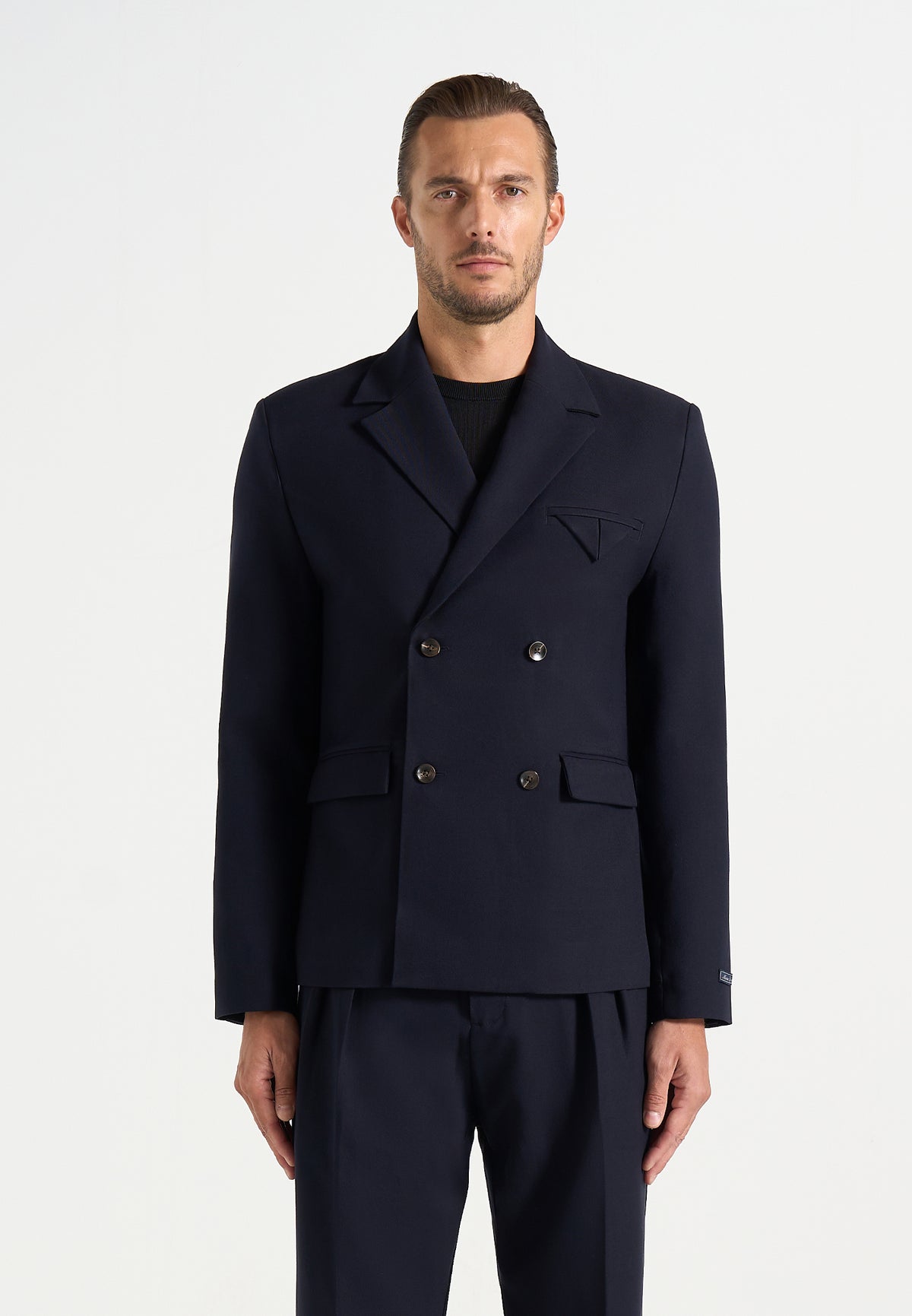 Didier - Double Breasted Wool-Blend Tailored Suit Jacket - Dark Navy