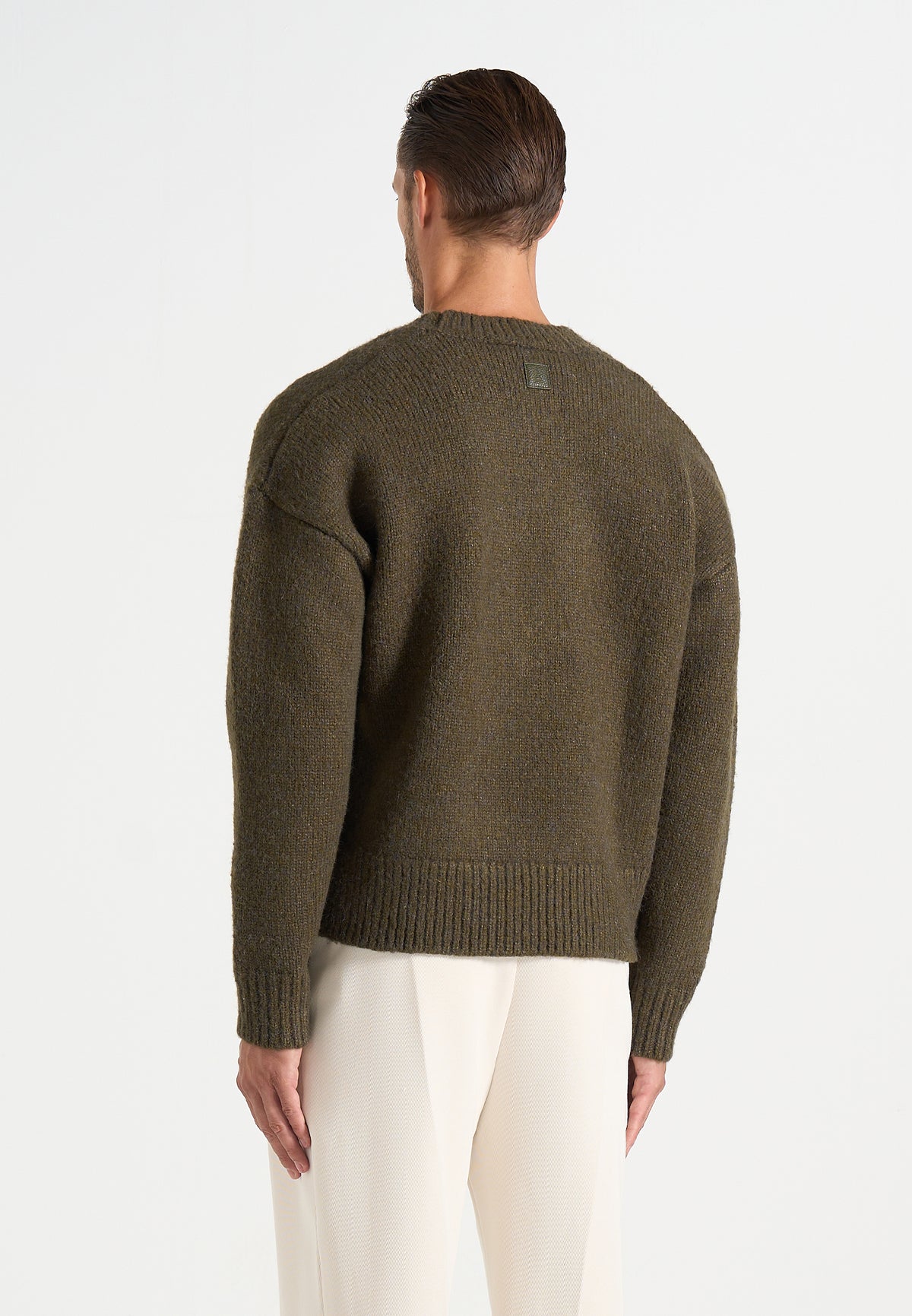 Chad - V-Neck Knit Jumper - Olive