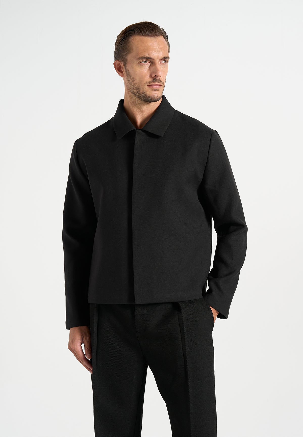Bram - Minimal Tailored Wool-Blend Jacket - Black