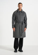 Alfie - Reversible Belted Wool Blend Car Coat - Grey / Black
