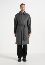 Alfie - Reversible Belted Wool Blend Car Coat - Grey / Black