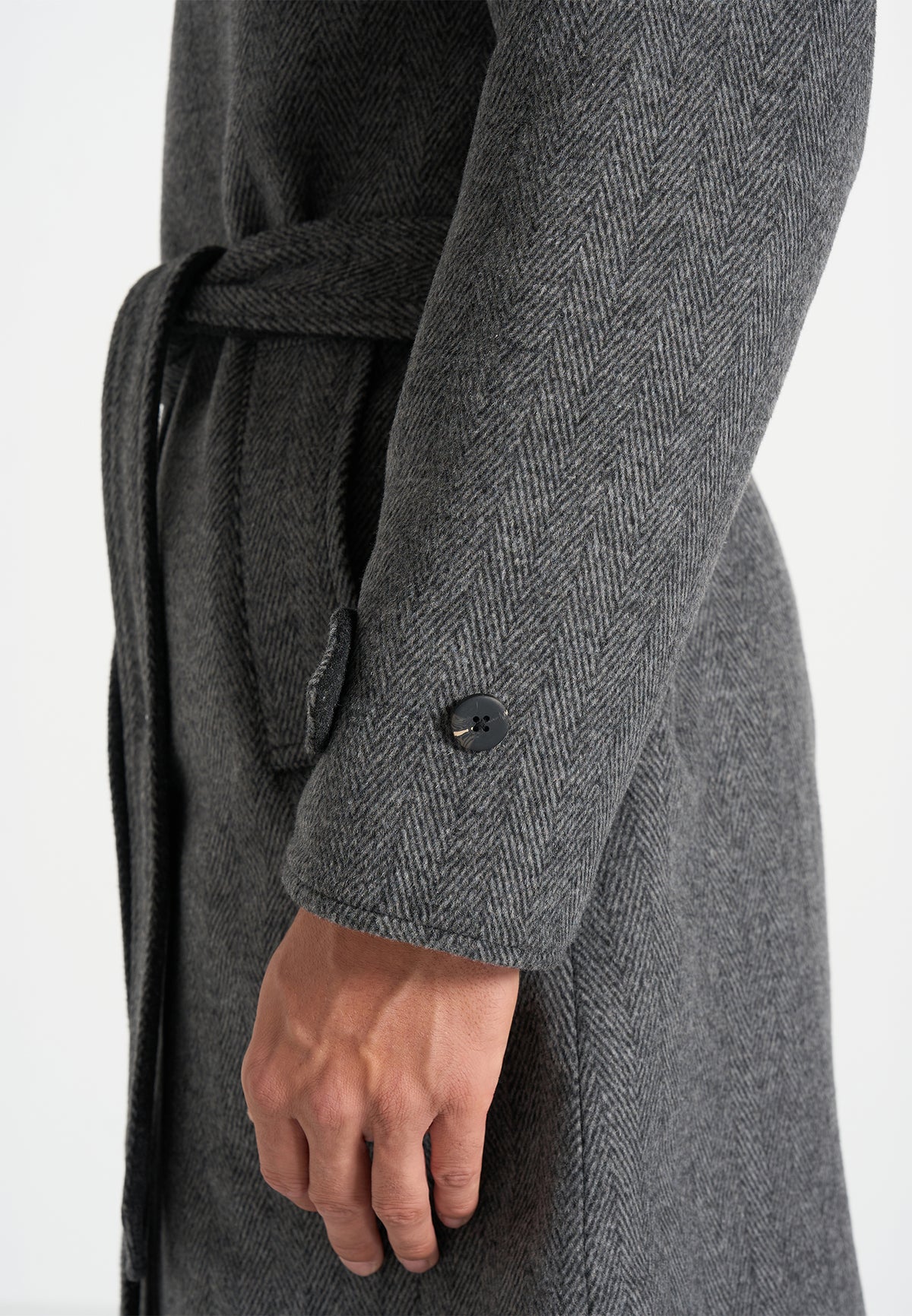 Alfie - Reversible Belted Wool Blend Car Coat - Grey / Black