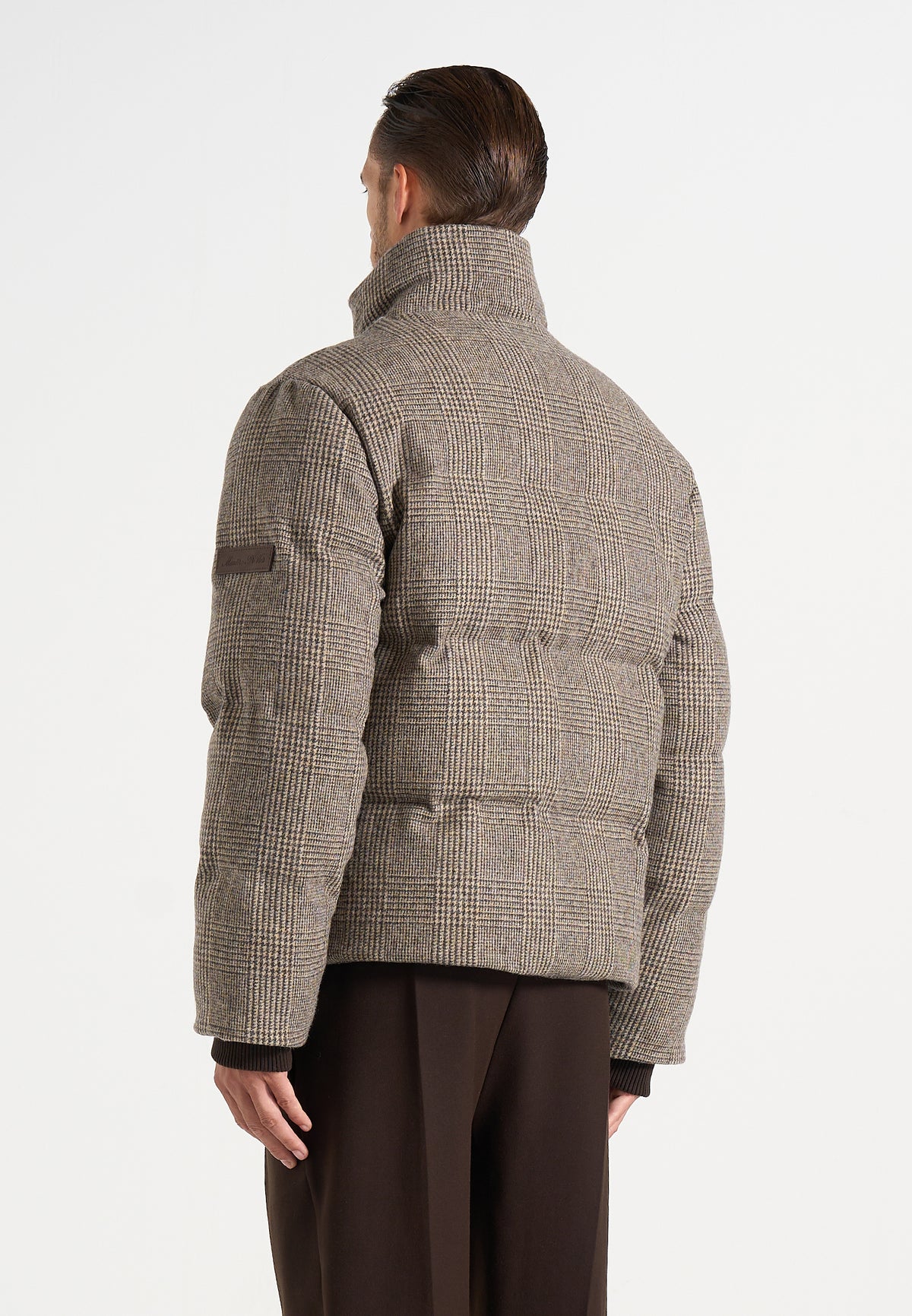 Tate - Check Wool Puffer Jacket - Brown