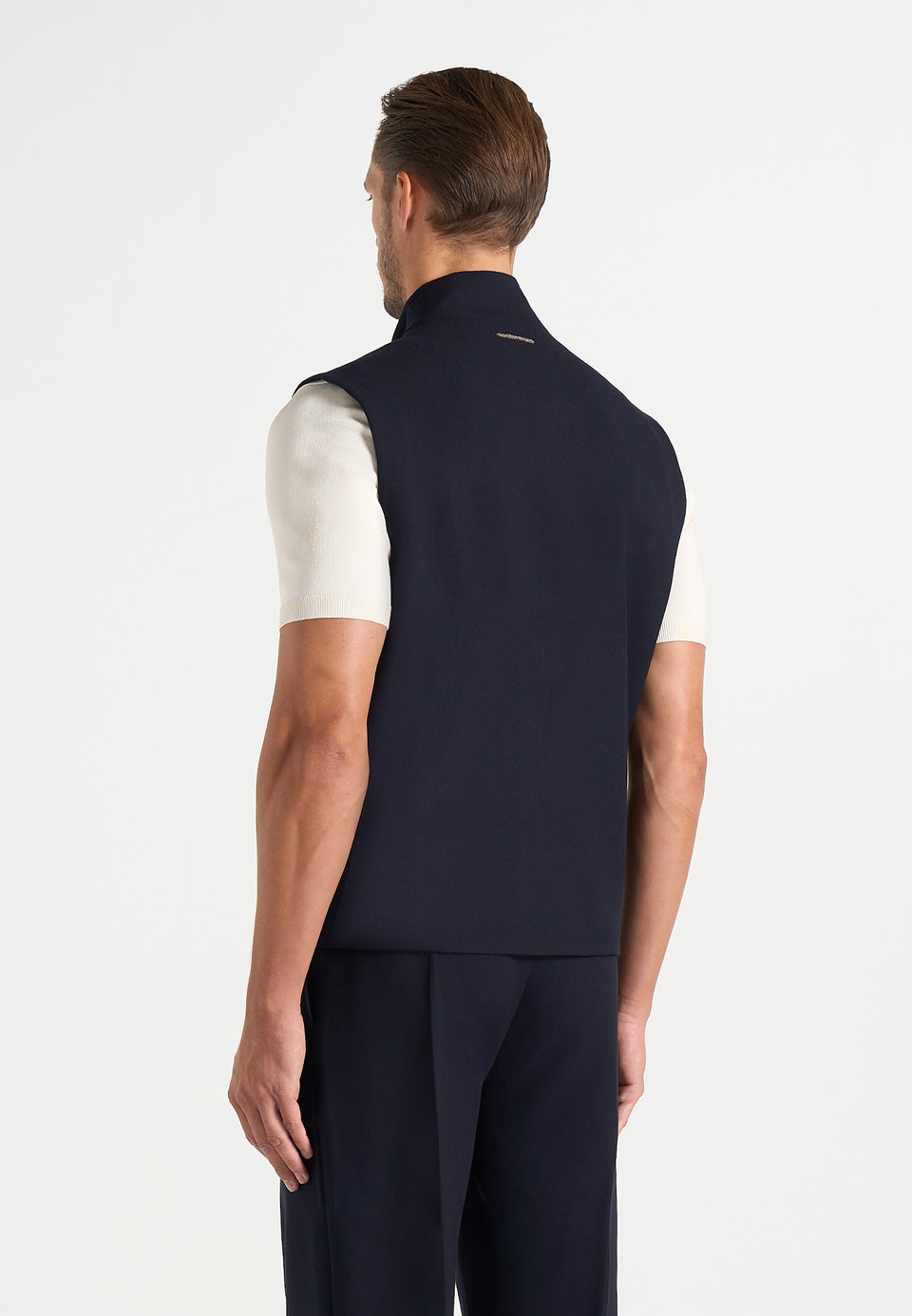 Levi - Zip-Through Wool-Blend Tailored Gilet - Dark Navy