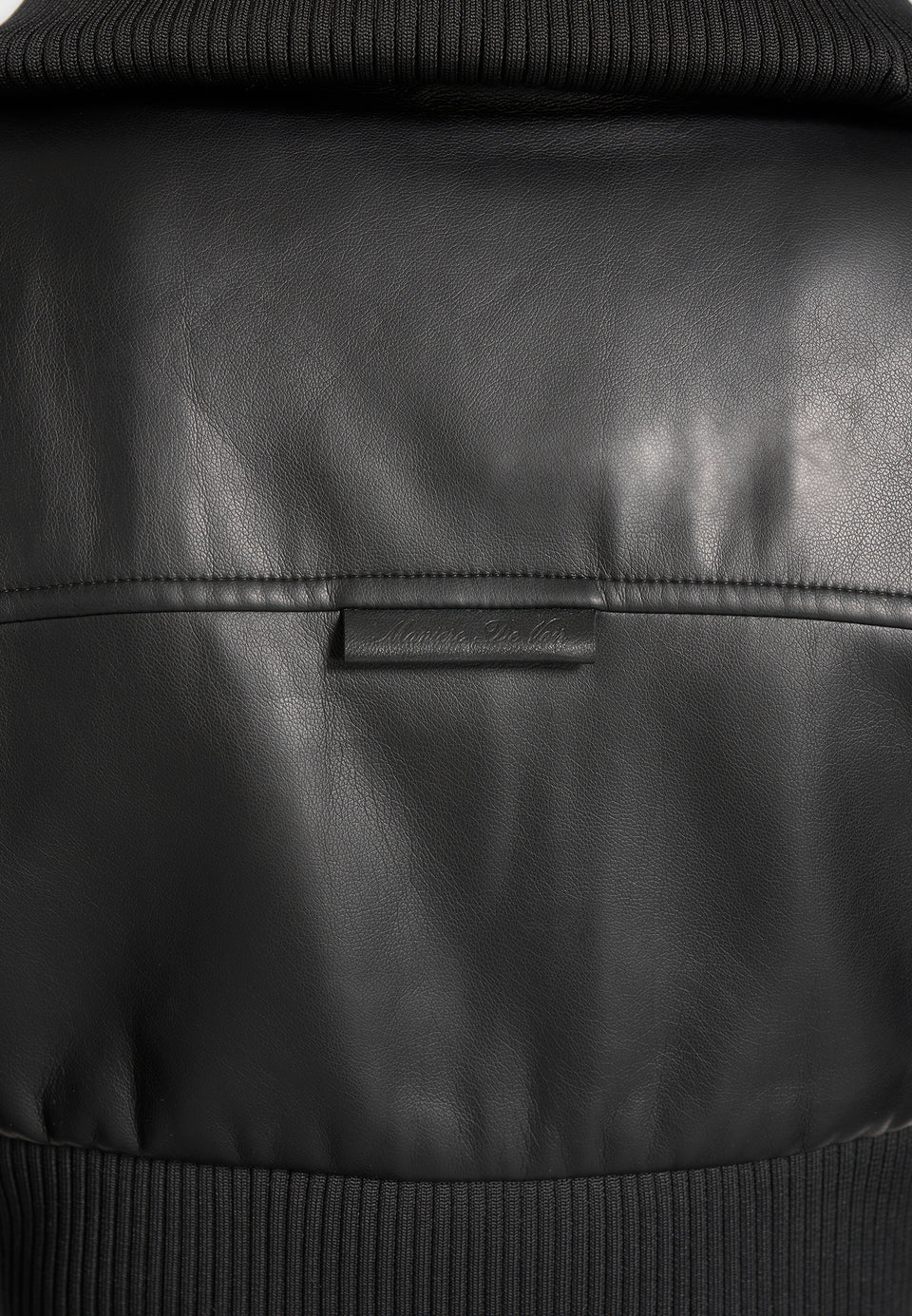 Amani - Leather Funnel Neck Contour Jacket - Black