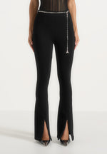 Alienor - Fit and Flare Leggings with Chain - Black