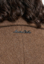 Jena - Wide Shoulder Wool Coat with Cinch Belt - Brown