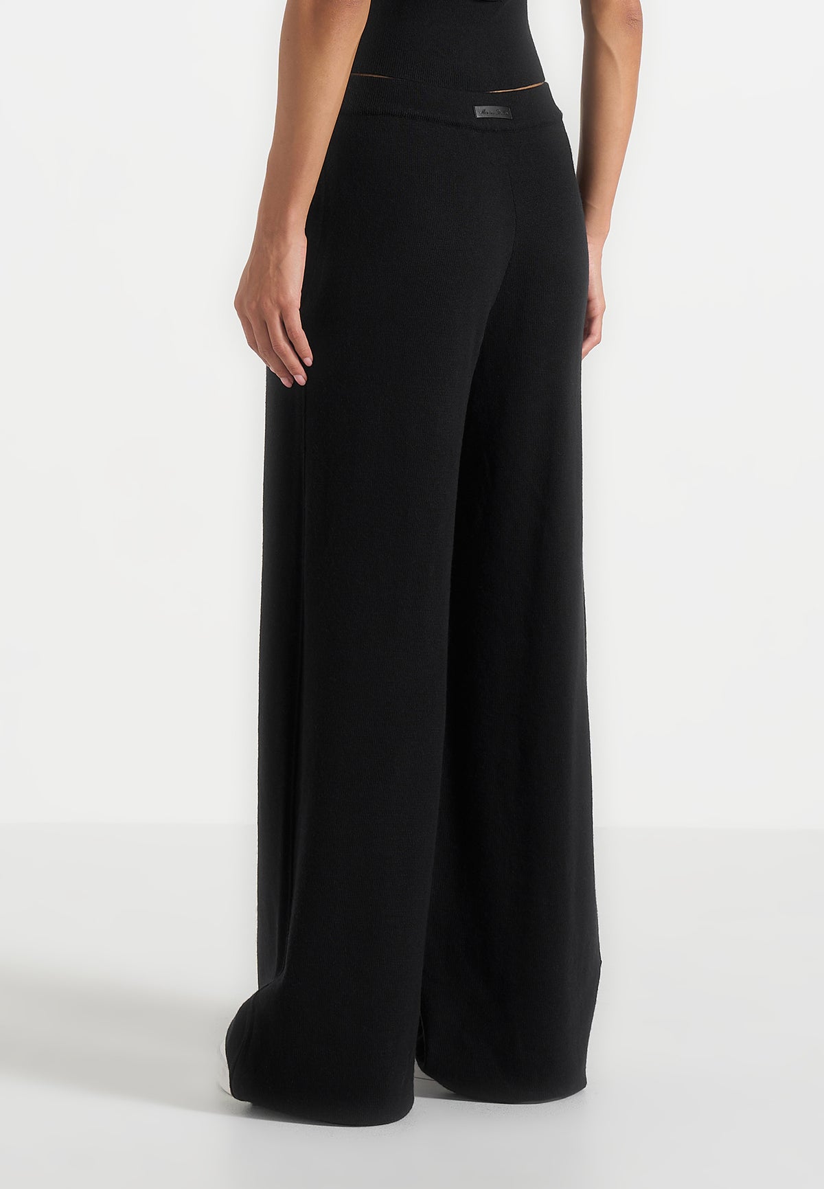 Mirella - Wide Leg Knit Joggers - Black