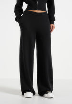 Mirella - Wide Leg Knit Joggers - Black