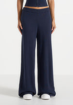 Mirella - Wide Leg Knit Joggers - Navy