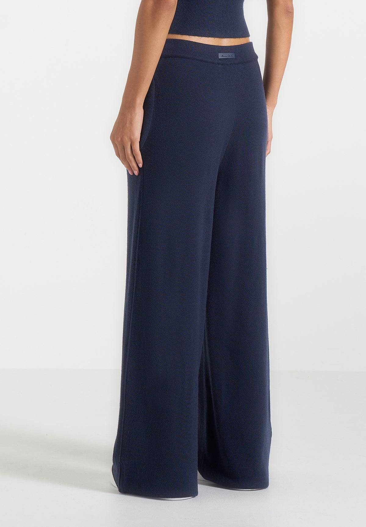 Mirella - Wide Leg Knit Joggers - Navy