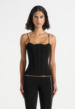 Karima - Ottoman Bandage Knit Corset Top - Black
