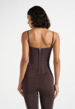 Karima - Ottoman Bandage Knit Corset Top - Brown