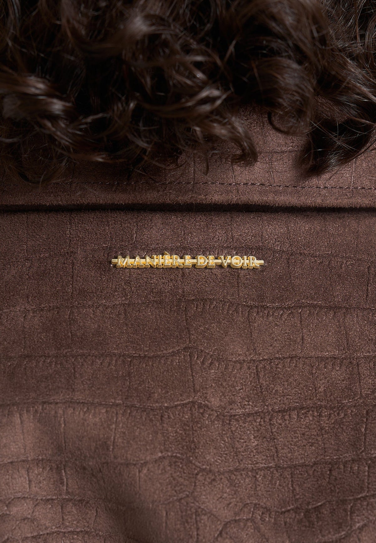 Annika - Croc Suede Belted Utility Jacket - Brown