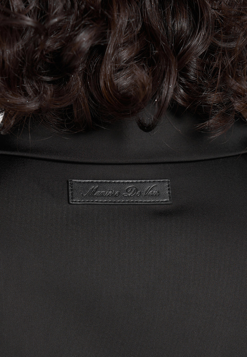 Ethel - Satin Shirt With Lace Corset Panel - Black