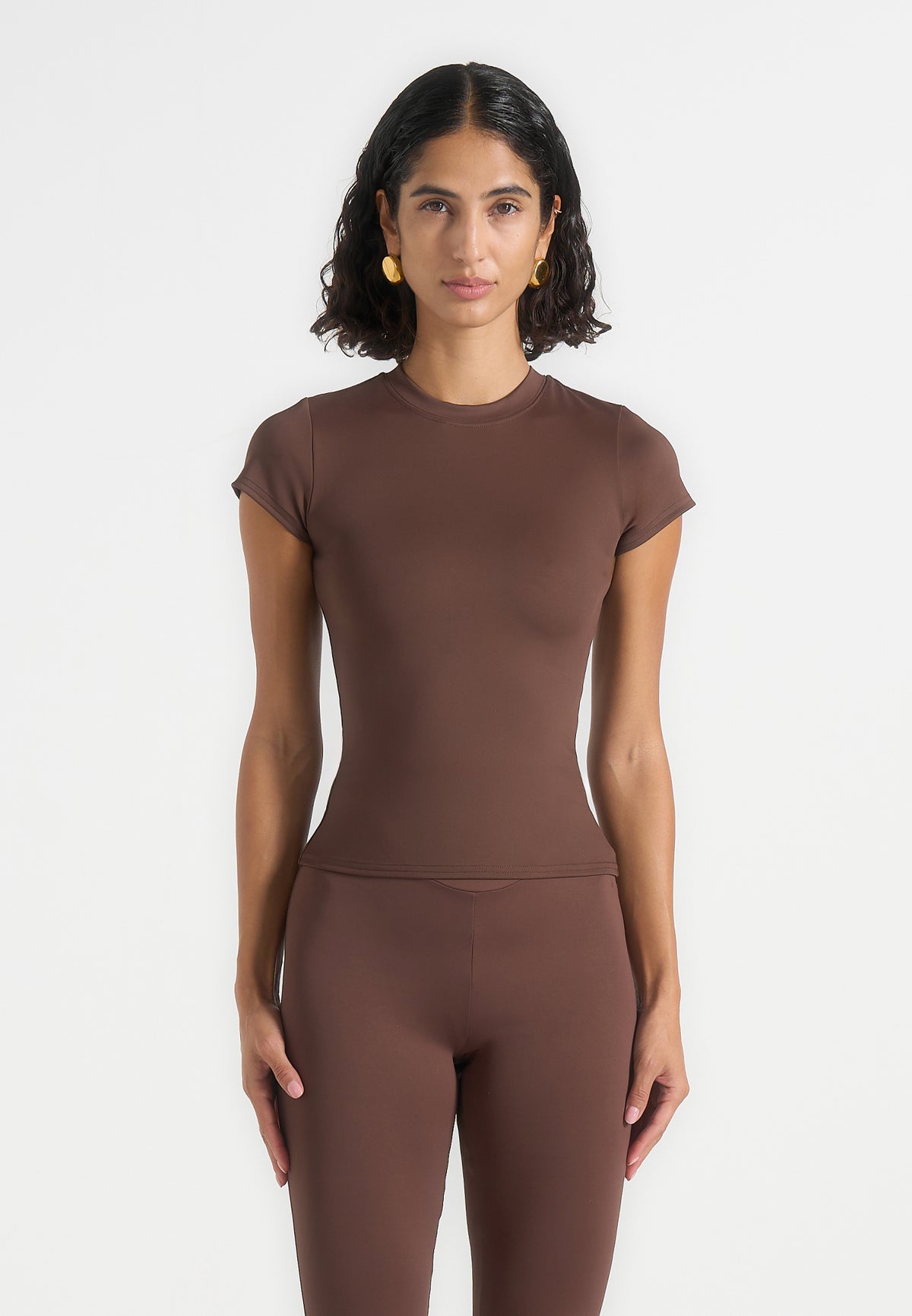 Wren - Cap Sleeve Baby Tee - Brown