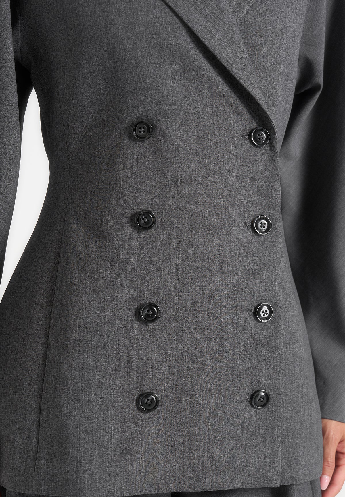 Brooke - Balloon Sleeve Double Breasted Blazer - Grey