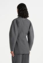 Brooke - Balloon Sleeve Double Breasted Blazer - Grey