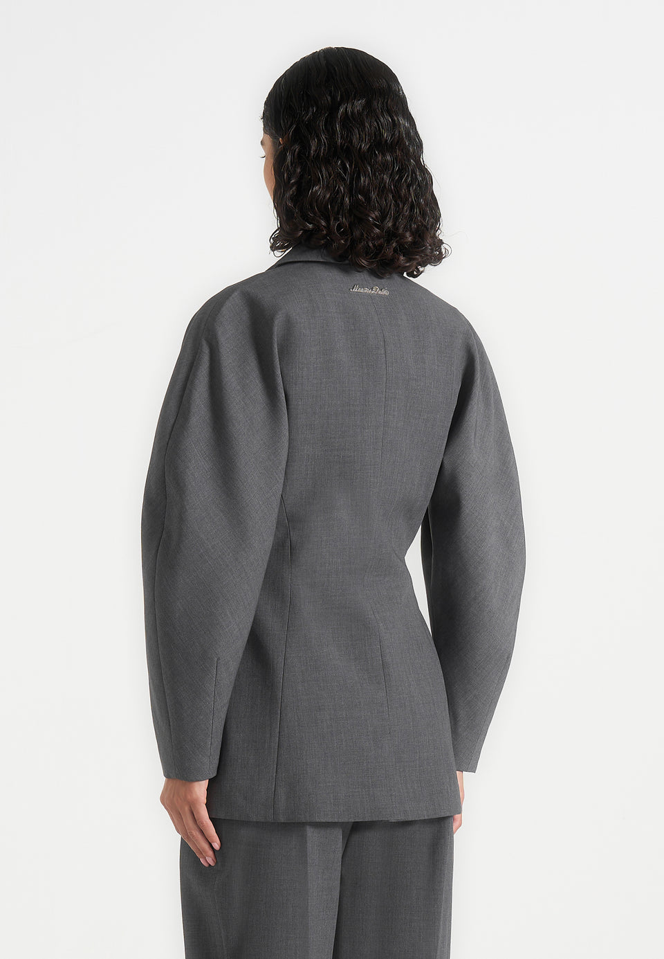 Brooke - Balloon Sleeve Double Breasted Blazer - Grey