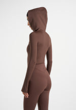 Elara - Hooded Long Sleeve Bodysuit - Brown