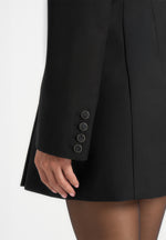 Farah - Asymmetric Ruched Blazer Mini Dress - Black
