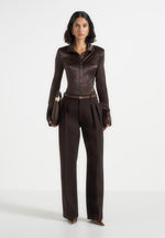 Julie - Tailored Twin Pleat Trousers - Brown