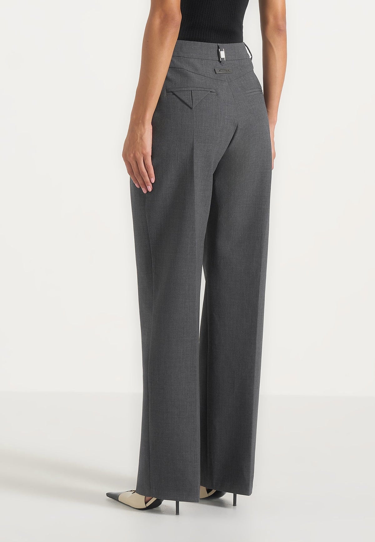 Julie - Tailored Twin Pleat Wool-Blend Trousers - Grey