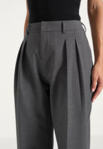 Julie - Tailored Twin Pleat Wool-Blend Trousers - Grey