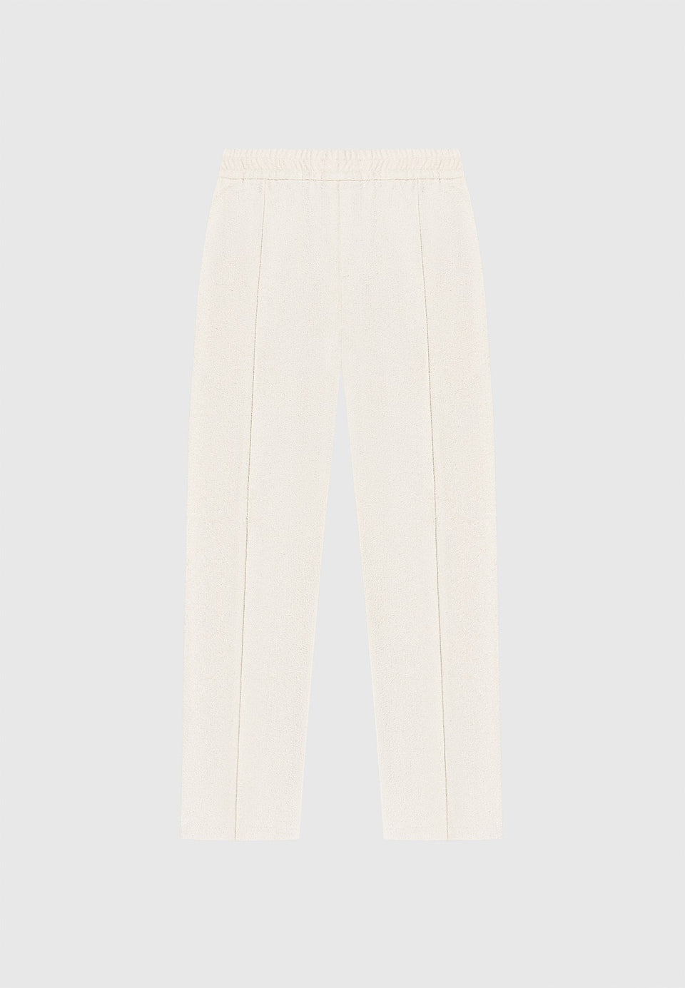 boucle-pintuck-tapered-trousers-beige