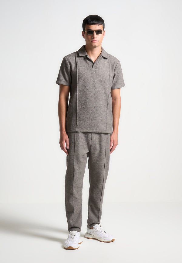 Boucle Revere Pintuck Polo Shirt  - Charcoal Grey