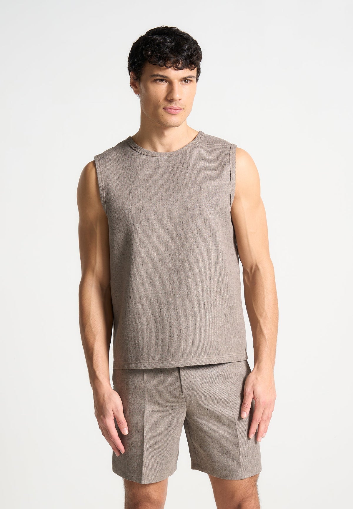 Fabien - Boxy Textured Vest - Taupe