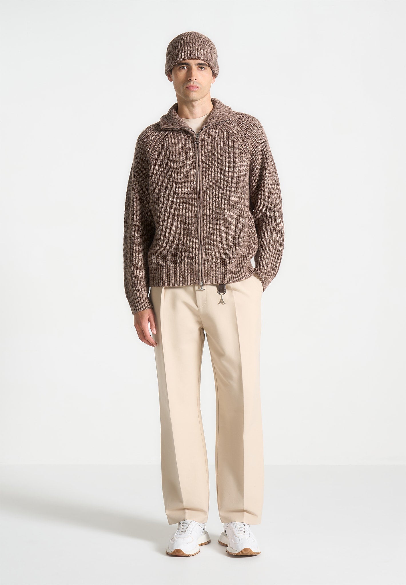 Aryel - Speckled Wool Beanie Hat - Taupe