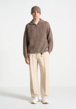 Aryel - Speckled Wool Beanie Hat - Taupe