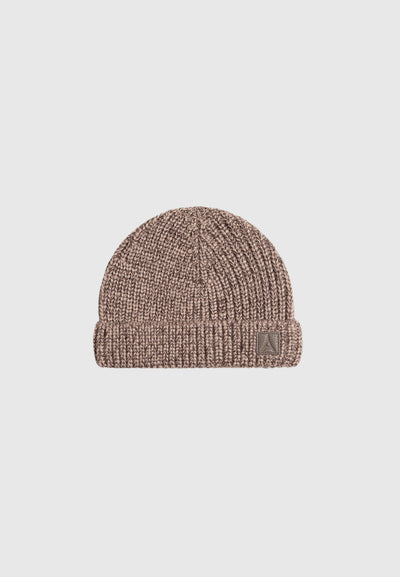 Aryel - Speckled Wool Beanie Hat - Taupe