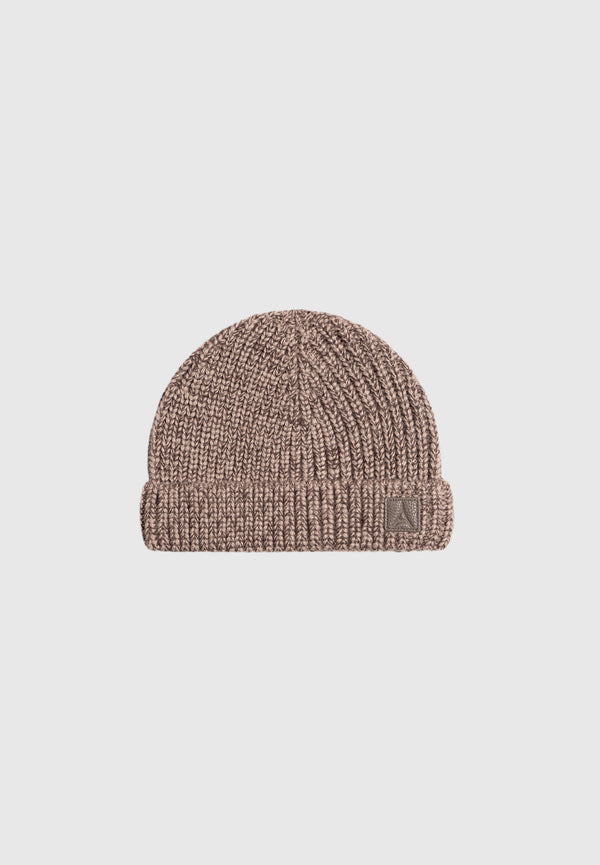 Aryel - Speckled Wool Beanie Hat - Taupe