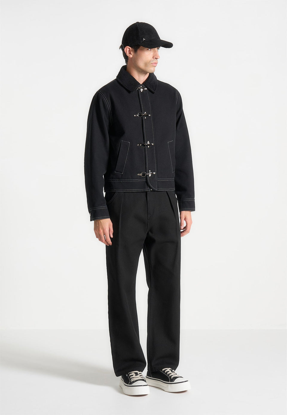 nino-clasp-detail-contrast-stitch-gabardine-jacket-black