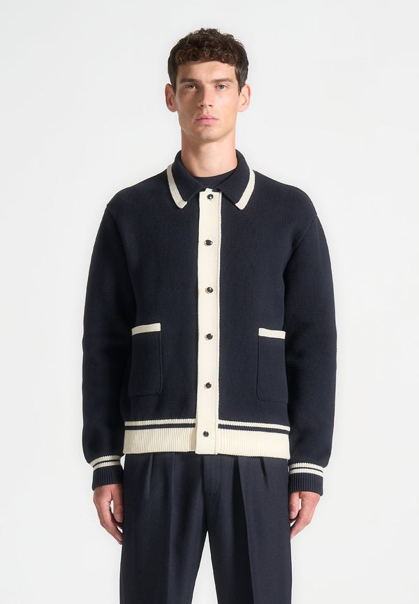 Julien - Classic Combed Cotton Knit Cardigan - Navy