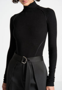 Contour Piping Rib Bodysuit - Black