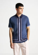 contrast-border-knit-zip-polo-shirt-blue